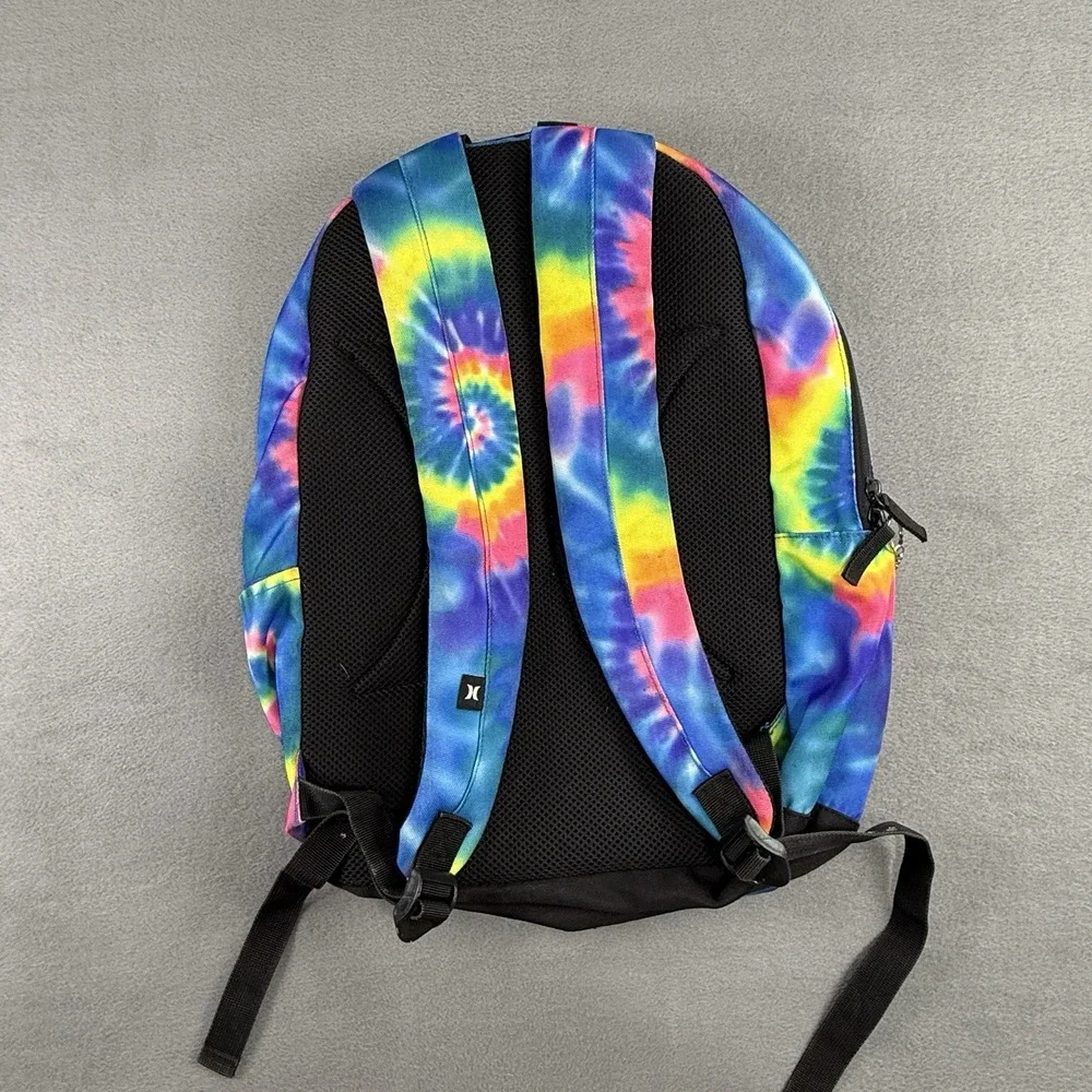 Hurley Tie Dye Backpack Rainbow Spiral Print Surf Skate Rave School Bag